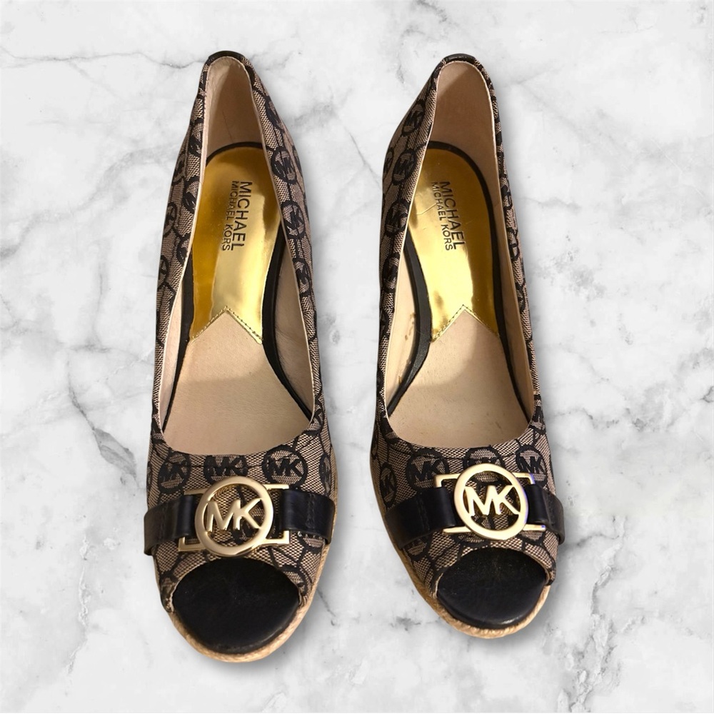 Michael Kors Black and Brown Wedges
